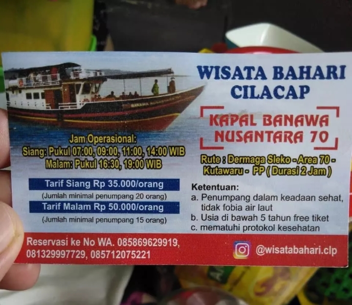kartu wisata kapal Banawa Nusantara - harga paket wisata bahari di Pulau Nusakambangan Cilacap